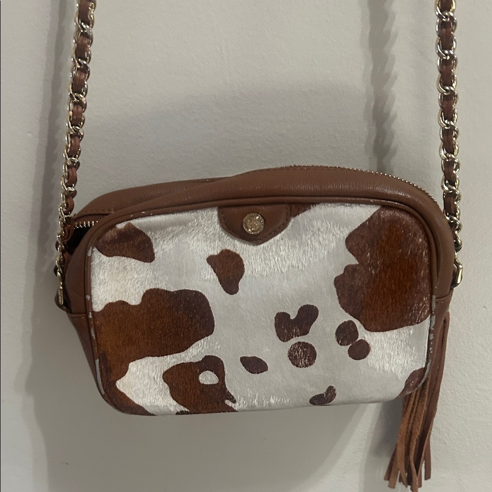 Chic Cowhide Crossbody Bag with Chain Strap